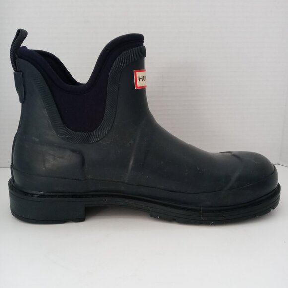 Hunter Navy Blue Ankle Booties Rubber Original Wellie Galosh Rain Boots Women 7 - Picture 4 of 16